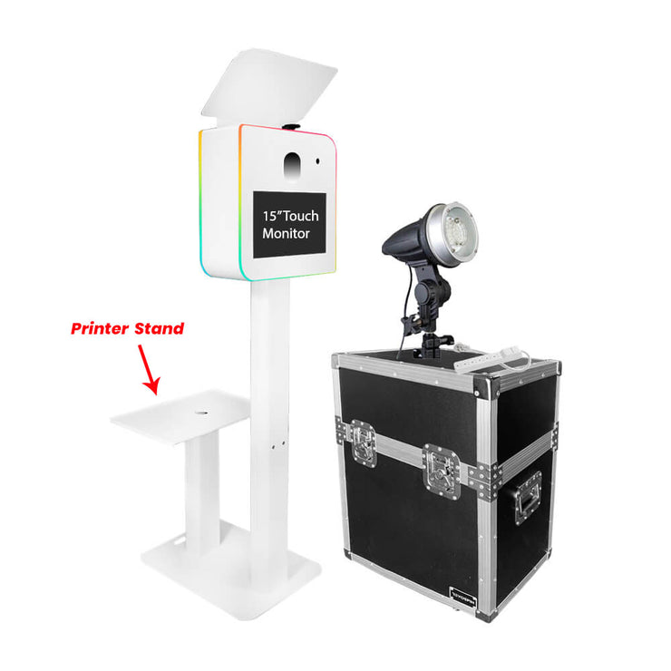 Leaf LED Photo Booth Shell Starter Package with 15" Touch Monitor, Internal Flash, Power Strip, Printer Stand and Road Case